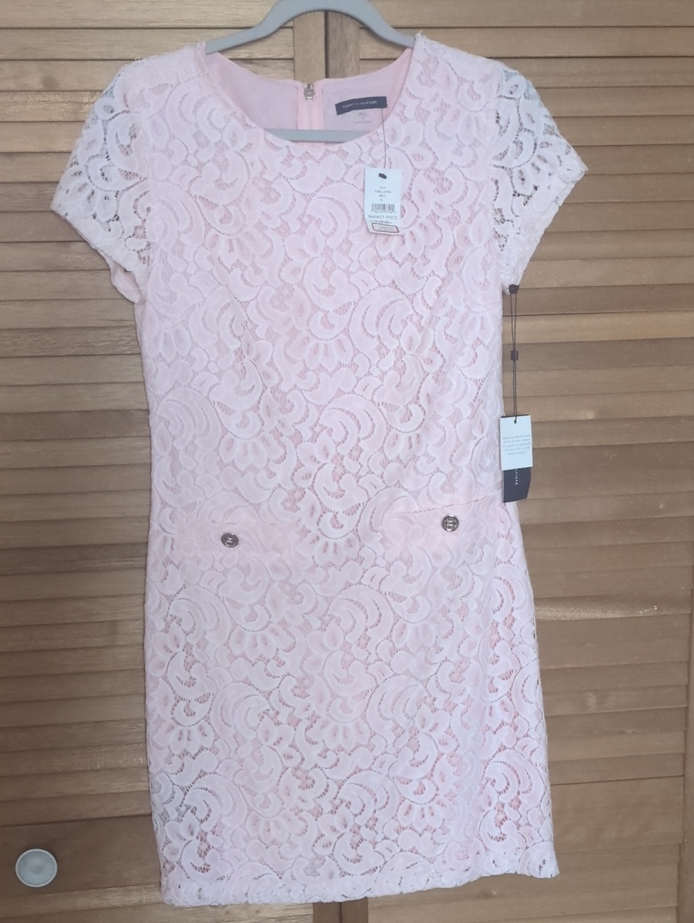 💥SUMMER END SALE💥Tommy Hilfiger Pale Pink Lace Shift Dress - Picture 3 of 8